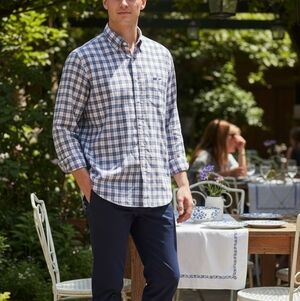 Vineyard Vines Murray Blue Plaid Preppy Shirt Button Down Classic Cotton L